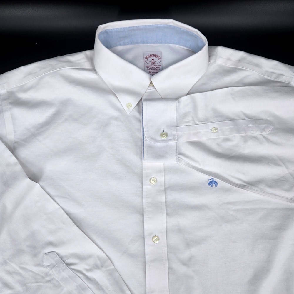Brooks Brothers NWT Non-Iron Traditional Fit Stretch Polo Shirt White XL 1818‎